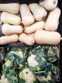 High angle view of vegetables for sale in market