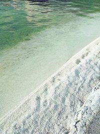 High angle view of sand on beach