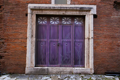 Closed door of building