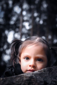 Portrait of cute baby girl in winter