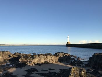 View of lighthouse at seaside