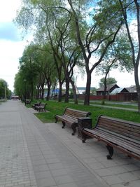 Empty bench in park