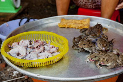 Close-up of fish in plate on table