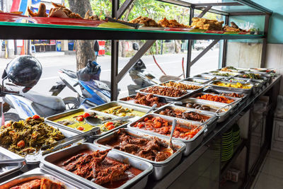 Food for sale at market stall