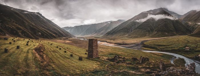 Scenic view of mountains against sky