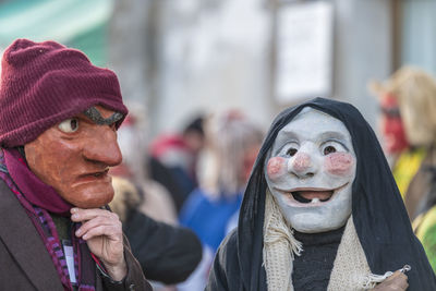 Carnival in carnia. sauris, masks of the religious and pagan tradition. italy