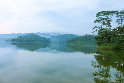 Scenic view of lake against sky