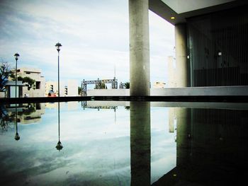 Reflection of building in water