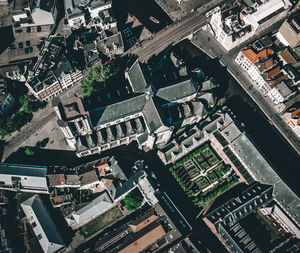 High angle view of buildings in city