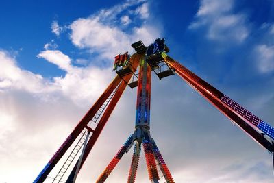 Low angle view of ferris wheel against blue sky