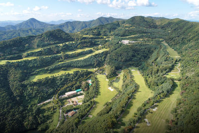 High angle view of landscape against sky