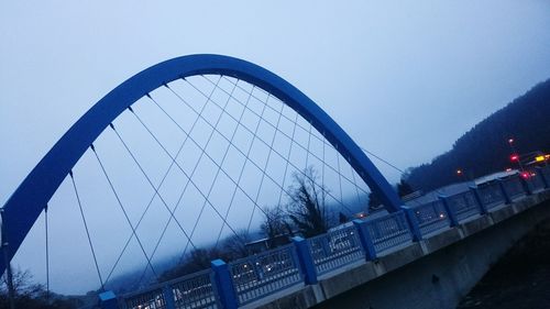 Low angle view of fence against clear sky