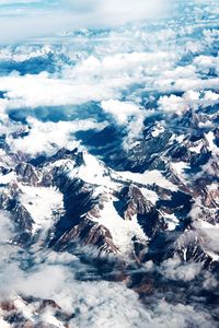 Aerial view of snowcapped mountains