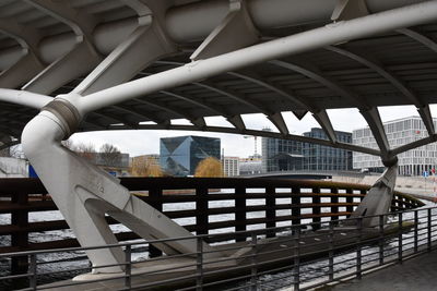 View of railroad bridge in city