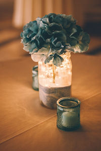 Leaves on jar