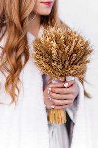 Close-up of woman with brown hair