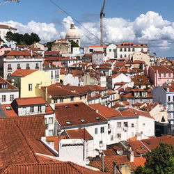 High angle view of townscape against sky