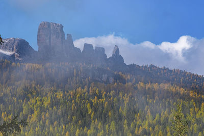 Panoramic view of beautiful landscape with foggy at cortina italy.