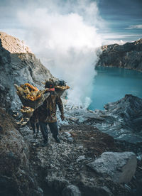 Scenic view of volcanic mountain