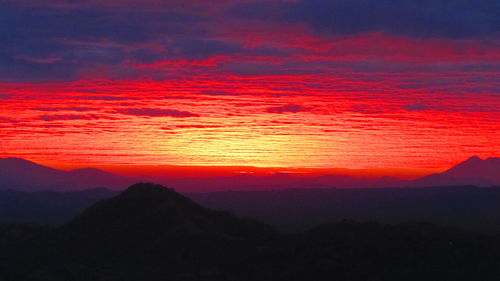 Scenic view of mountains during sunset