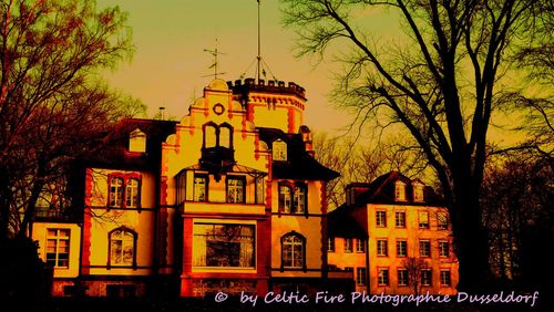 Low angle view of building at night