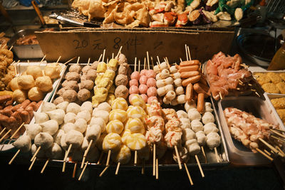 Food for sale at market stall