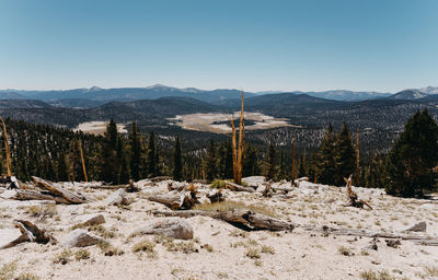 Scenic view of mountains against clear sky