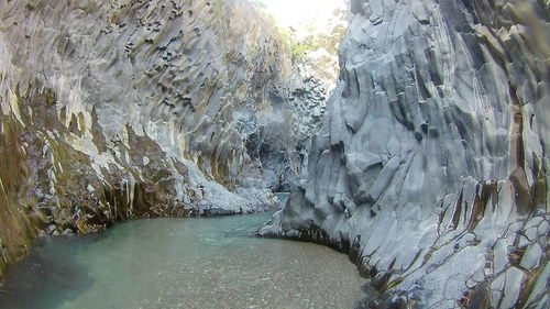 Panoramic view of frozen lake