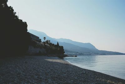 Scenic view of sea against clear sky