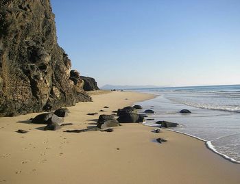 Scenic view of sea against clear sky