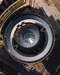 Directly below shot of modern building in city