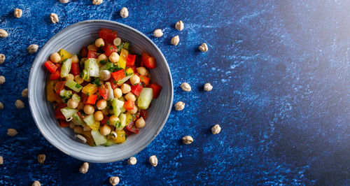 High angle view of fruits in bowl