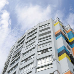 Low angle view of modern building against sky