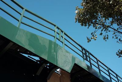 Low angle view of staircase against clear sky