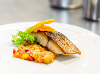 Close-up of meal served in plate