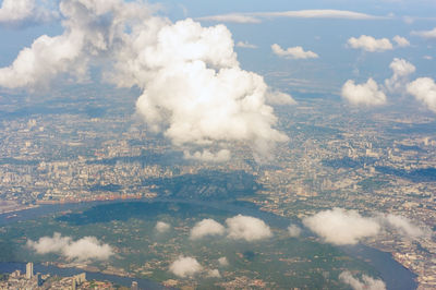 Aerial view of volcanic landscape