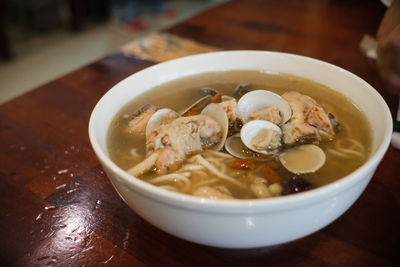 Close-up of soup in bowl