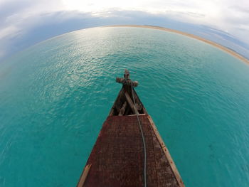 High angle view of pier on sea against sky