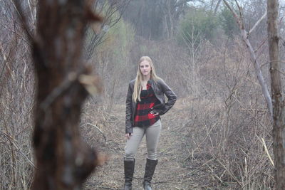 Young woman in forest