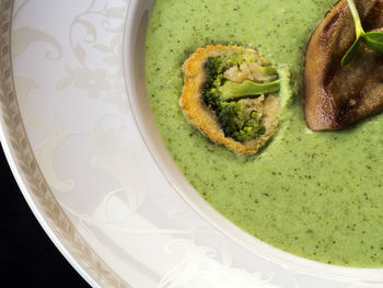 Close-up of broccoli soup