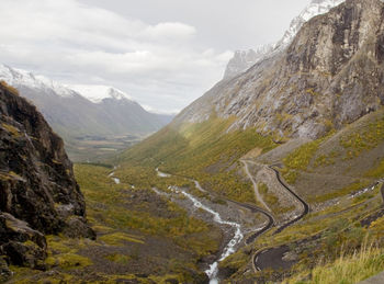 View of the famous trollstigen mountain pass in norway