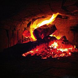 Close-up of bonfire at night