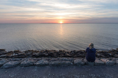 Scenic view of sea against sky during sunset