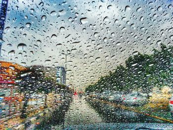 Rain drops on road