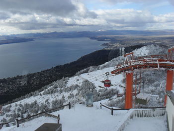 Scenic view of snow covered mountains against sky