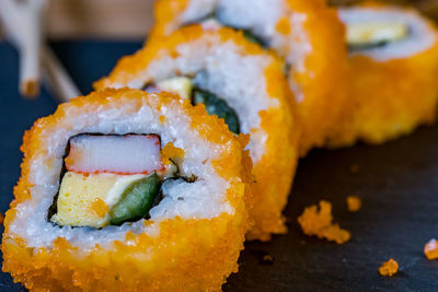 Close-up of sushi in plate