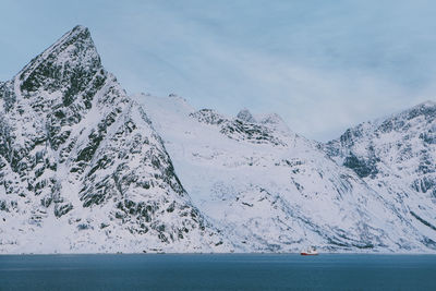 Scenic view of sea against sky during winter