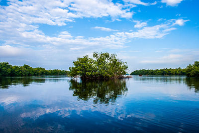 Scenic view of lake against sky