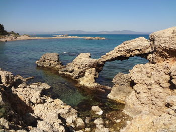 Scenic view of sea against clear sky