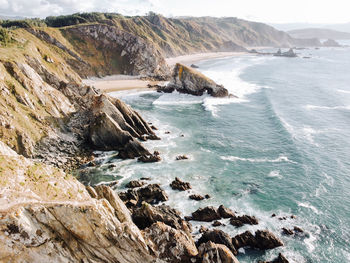 Scenic view of rocky beach